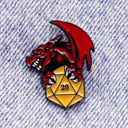 Red Dragon Dungeons & Dragons D20 Enamel Metal Pin