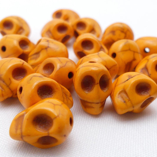 20 Orange Skull Beads 3D 14mm x 12mm Jewellery making craft supplies