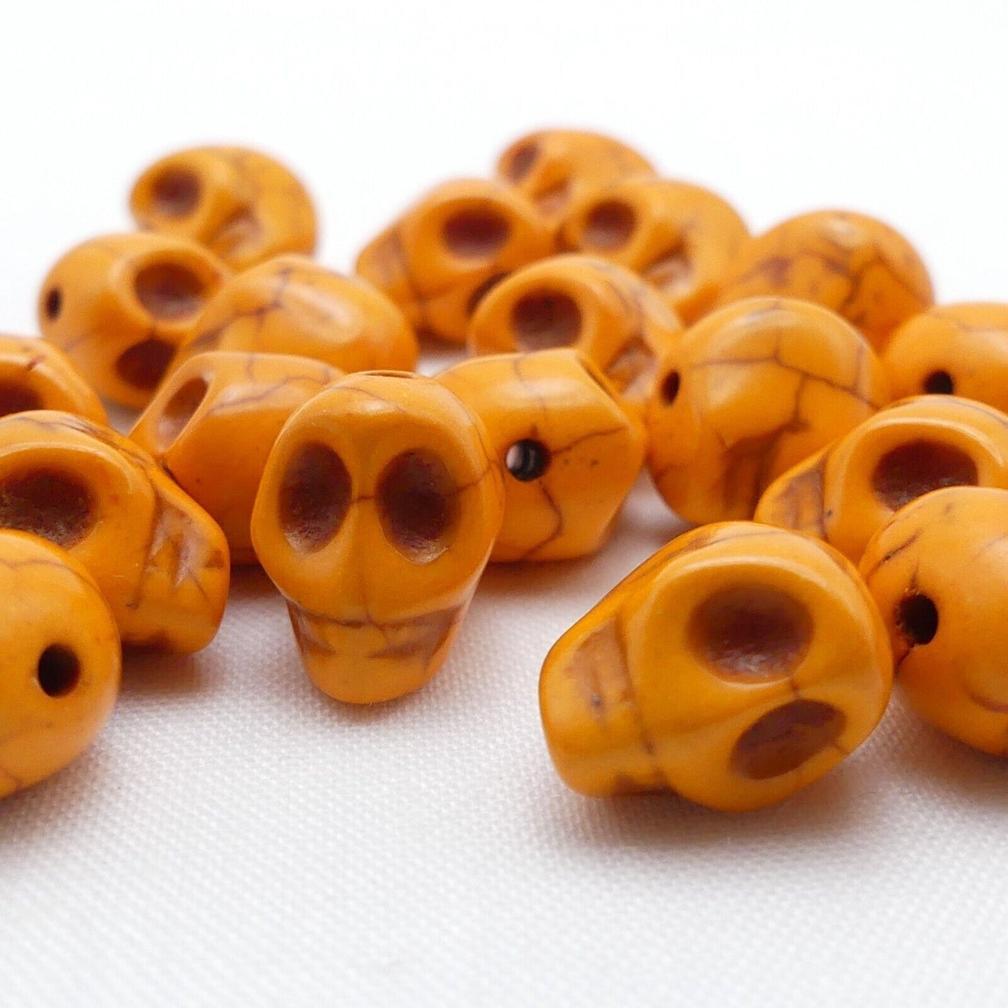 20 Orange Skull Beads 3D 14mm x 12mm Jewellery making craft supplies