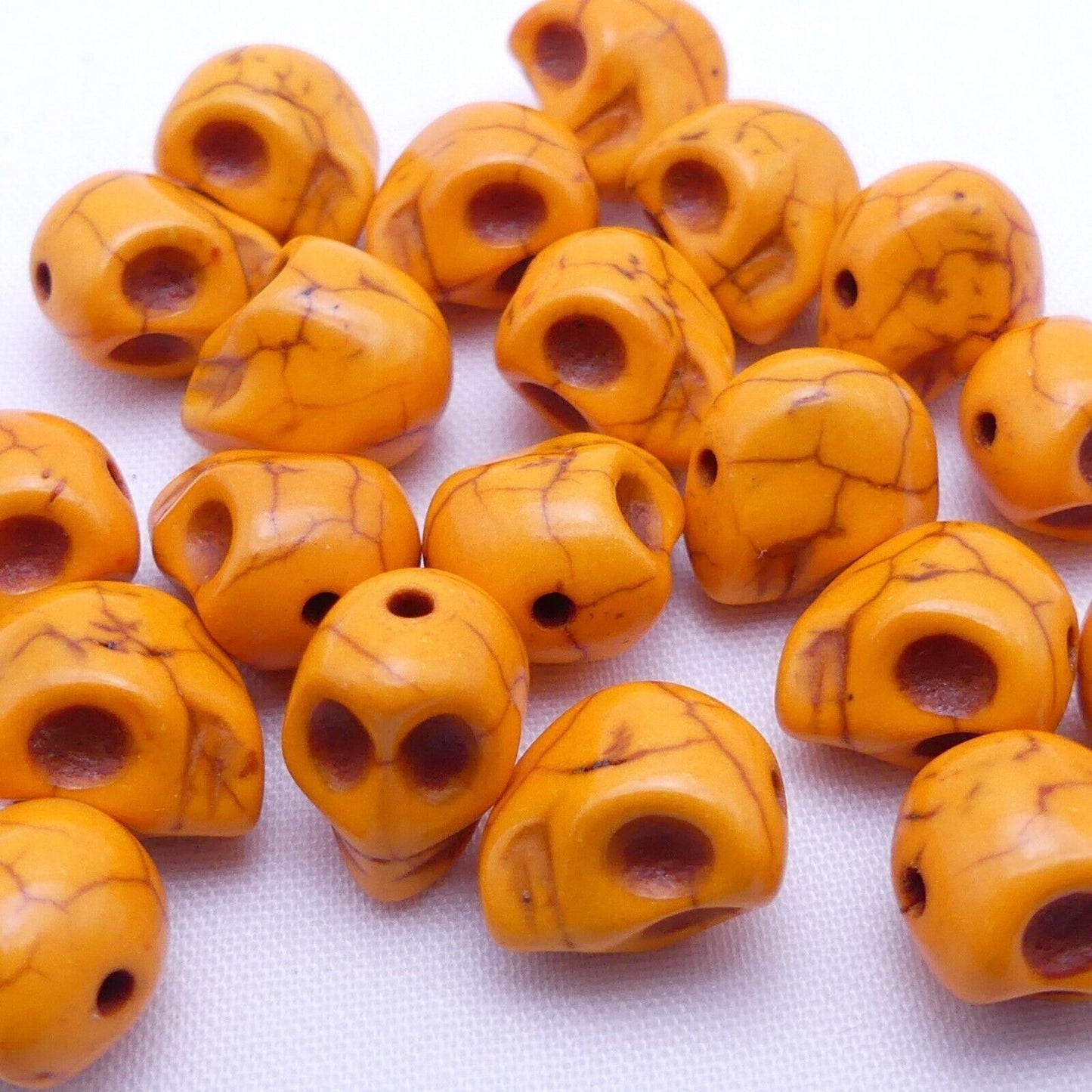 20 Orange Skull Beads 3D 14mm x 12mm Jewellery making craft supplies