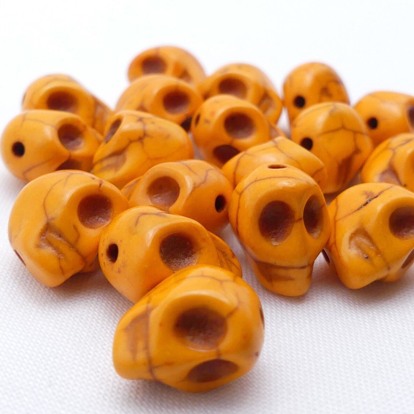 20 Orange Skull Beads 3D 14mm x 12mm Jewellery making craft supplies