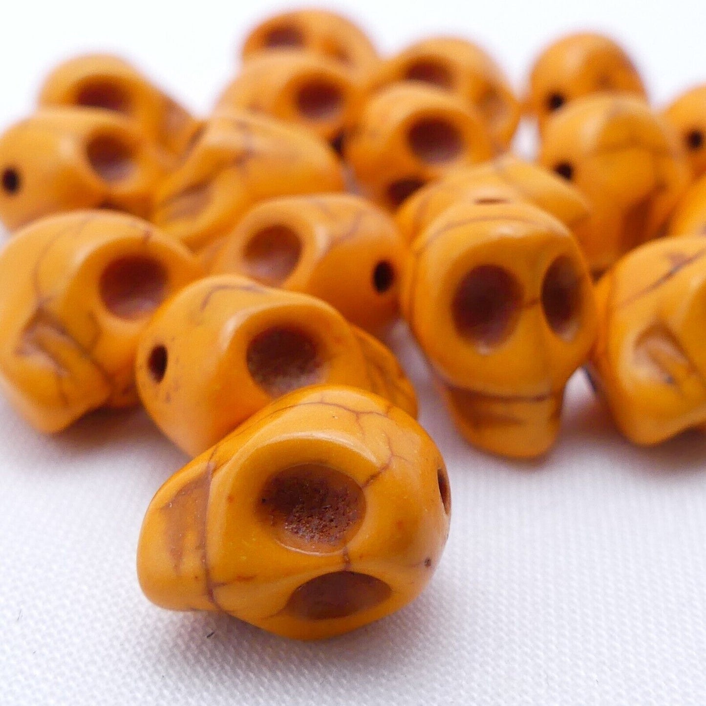 20 Orange Skull Beads 3D 14mm x 12mm Jewellery making craft supplies