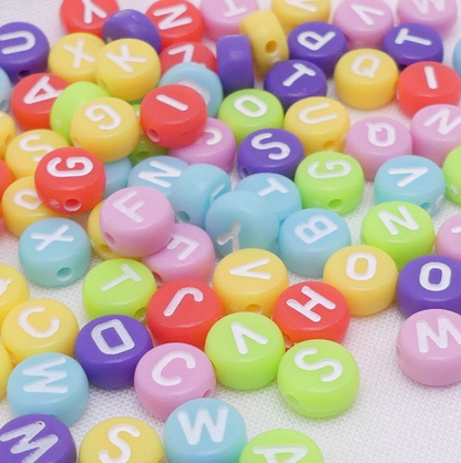 100 Mixed Pastel Alphabet Letter Beads, Alphabet Beads, Mixed Letter Beads.