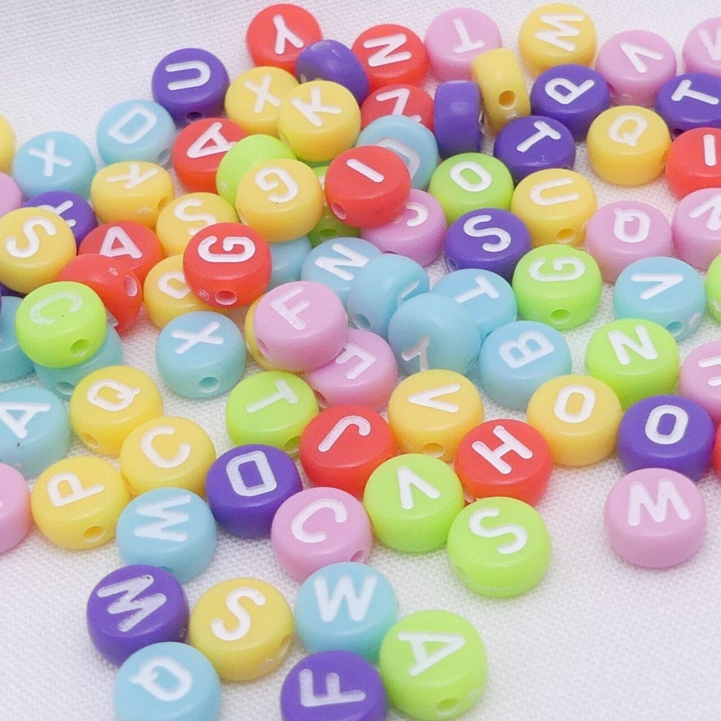 100 Mixed Pastel Alphabet Letter Beads, Alphabet Beads, Mixed Letter Beads.