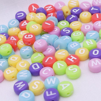 100 Mixed Pastel Alphabet Letter Beads, Alphabet Beads, Mixed Letter Beads.